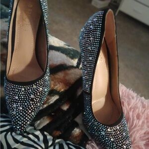 Elegant Black Rhinestone Heels